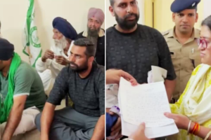 MLA अरविंद पांडे भूमि विवाद में नया मोड़, 40 दिन की बच्ची के साथ किसान का धरना