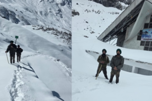 Hemkund Sahib: सेना के जवान और ट्रस्ट के सदस्यों ने की हेमकुंड साहिब मार्ग की रेकी, जमी पांच से छह फीट बर्फ