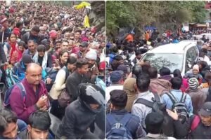 केदारनाथ यात्रा: सोनप्रयाग में लगा यात्रियों का भयंकर जाम, सुबह से यात्री कर रहे धाम जाने का इंतजार, देखें वीडियो