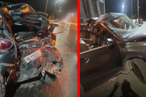 हरिद्वार में तेज रफ्तार डंपर की टक्कर से कार के उड़े परखच्चे, गंगा स्नान करने गए थे यात्री, 2 PRD जवान घायल