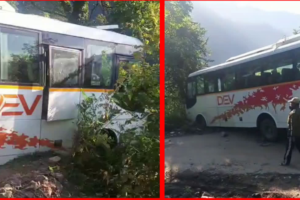 उत्तराखंड में बड़ा हादसा टला, केदारनाथ यात्रियों की बस पैराफिट तोड़कर खाई के ऊपर लटकी, 22 लोग थे सवार